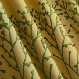 Amerikkalainen Antiikkinen Verho, Mittatilaustyönä Tehty Verho, Keltainen Kirjonta, Ympäristöä Suojaava Puuvillainen Pellavakangas