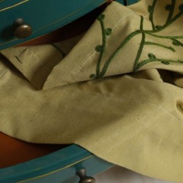 Amerikkalainen Antiikkinen Verho, Mittatilaustyönä Tehty Verho, Keltainen Kirjonta, Ympäristöä Suojaava Puuvillainen Pellavakangas