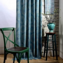 Mittatilaustyönä Tehty Amerikkalainen Antiikkiverho, Sininen Ympyräpainettu Verho