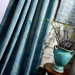 Mittatilaustyönä Tehty Amerikkalainen Antiikkiverho, Sininen Ympyräpainettu Verho