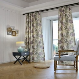 Amerikkalainen Maaseudun Verho, Mittatilaustyönä Tehty Verho, Violetti Kukkakuvioinen Makuuhuoneen Kangas