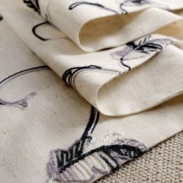 Amerikkalainen Yksinkertainen Verho, Mittatilaustyönä Tehty Verhomusteella Rullaava Lehtikirjonta Puuvillapellavakangasta