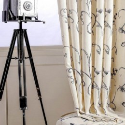 Amerikkalainen Yksinkertainen Verho, Mittatilaustyönä Tehty Verhomusteella Rullaava Lehtikirjonta Puuvillapellavakangasta