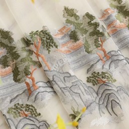 Mittatilaustyönä Tehty Ylellinen Läpikuultava Verho, Kirjailtu Vuoritylli Olohuoneeseen Ja Makuuhuoneeseen