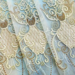 Eurooppalainen Tylliverho Mittatilaustyönä Tehty Verho, Kirjailtu Voile Olohuoneeseen