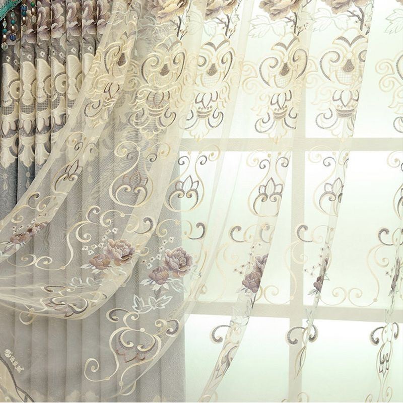 Modernit Kukkakuvioiset Läpikuultavat Tylliverhot Olohuoneeseen Ja Makuuhuoneeseen