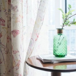 Moderni Maaseudun Läpikuultava Verho Mittatilaustyönä Tehty Verho Perhoskuvioitu Makuuhuoneen Kangas