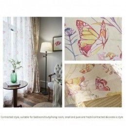 Moderni Maaseudun Läpikuultava Verho Mittatilaustyönä Tehty Verho Perhoskuvioitu Makuuhuoneen Kangas