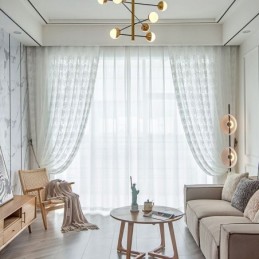 Kukkakuvioiset Tylli-Läpikuultavat Verhot, Elegantti Valkoinen Voile-Verho, Mittatilaustyönä Tehty Verhopaneeli Olohuoneeseen Yksi