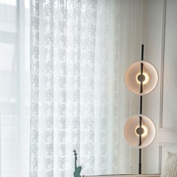 Kukkakuvioiset Tylli-Läpikuultavat Verhot, Elegantti Valkoinen Voile-Verho, Mittatilaustyönä Tehty Verhopaneeli Olohuoneeseen Yksi