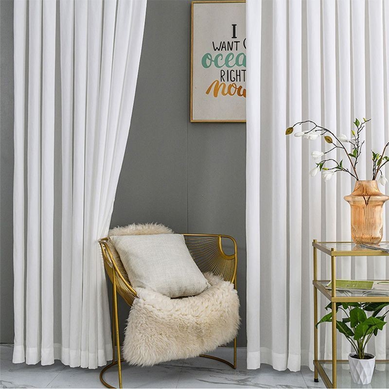 Valkoiset Tylliverhot Makuuhuoneeseen, Läpikuultavat Voile-Verhot, Yksivärinen