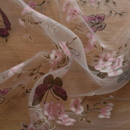 Perhoskukkakuvioiset Tylliverhot, Ikkunansuojakoriste, Voile-Verho, Mittatilaustyönä Tehty Verho