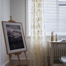 Valkoiset Läpikuultavat Voile-Verhot, Koristeelliset Viiniköynnöskirjonta-Ikkunaverhot Makuuhuoneeseen