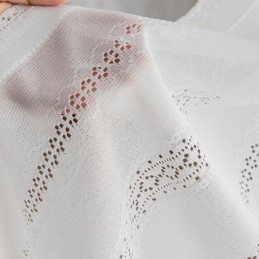 Klassinen Geometrinen Ikkunaseinäke, Valkoinen Kirjonta, Organza Olohuoneeseen, Mittatilaustyönä Tehty Verho