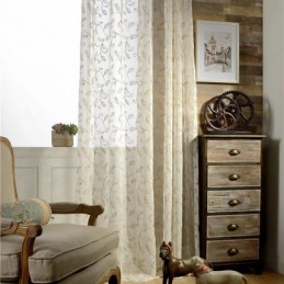 Kirjailtu Lehtitylliverho Mittatilaustyönä Tehty Verho Modernit Voile-Harsoverhot