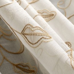 Kirjailtu Lehtitylliverho Mittatilaustyönä Tehty Verho Modernit Voile-Harsoverhot