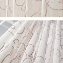 Valkoiset Läpikuultavat Voile-Verhot Viiniköynnöskirjontaikkunaverhot Makuuhuoneeseen