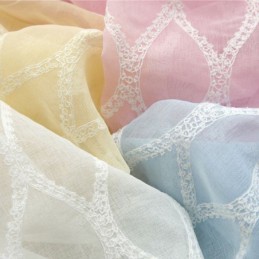 Ylellinen Ikkunan Läpikuultava Geometrinen Kirjailtu Näyttö, Korkealaatuinen Tylli, Mittatilaustyönä Tehty Verho