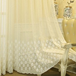 Ylellinen Kirjailtu Ikkunanäyttö Olo-Ruokailuhuoneeseen, Mittatilaustyönä Tehty Verho