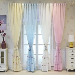 Koristeellinen Ikkunasuoja, Kalakirjailtu, Läpikuultava Verho, Mittatilaustyönä Tehty, Olohuoneen Verho