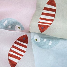 Koristeellinen Ikkunasuoja, Kalakirjailtu, Läpikuultava Verho, Mittatilaustyönä Tehty, Olohuoneen Verho