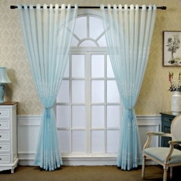 Koristeellinen Ikkunaseinä, Kasvikuvioitu, Kirjailtu, Läpikuultava Verho Mittatilaustyönä Olohuoneeseen