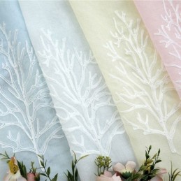 Koristeellinen Ikkunaseinä, Kasvikuvioitu, Kirjailtu, Läpikuultava Verho Mittatilaustyönä Olohuoneeseen