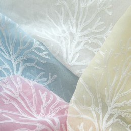 Koristeellinen Ikkunaseinä, Kasvikuvioitu, Kirjailtu, Läpikuultava Verho Mittatilaustyönä Olohuoneeseen