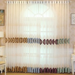 Mittatilaustyönä Tehty Eurooppalainen Verho, Läpikuultava Kirjailtu Ikkunaseinä Olohuoneeseen, Makuuhuoneeseen