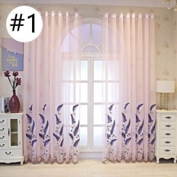 Koristeellinen Ikkunaseinäke, Lehtikirjailtu, Läpikuultava Verho Mittatilaustyönä Olohuoneeseen