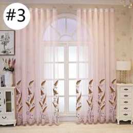 Koristeellinen Ikkunaseinäke, Lehtikirjailtu, Läpikuultava Verho Mittatilaustyönä Olohuoneeseen