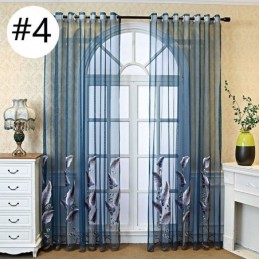 Koristeellinen Ikkunaseinäke, Lehtikirjailtu, Läpikuultava Verho Mittatilaustyönä Olohuoneeseen