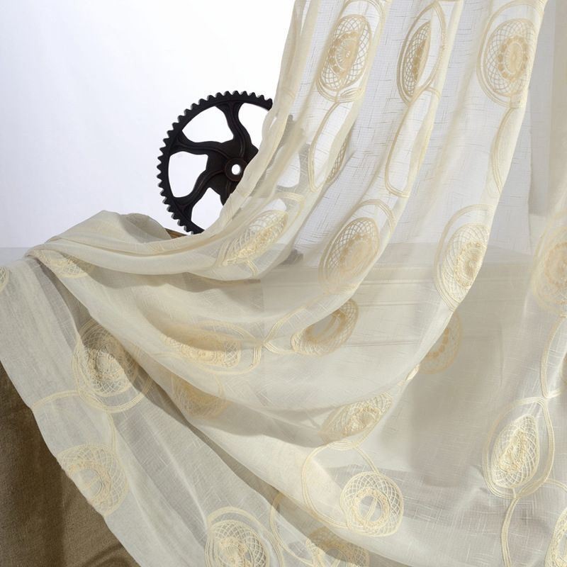 Ympyrän Kirjontaiset Läpikuultavat Verhot Olohuoneeseen Ja Makuuhuoneeseen