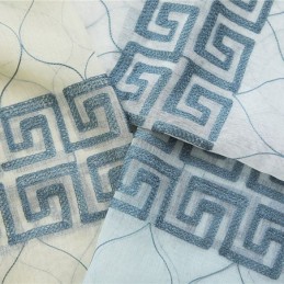 Ylellinen Ikkunan Läpikuultava Geometrinen Kirjailtu Näyttö, Korkealaatuinen Tylli, Mittatilaustyönä Tehty Verho