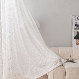 Valkoiset Läpikuultavat Voile-Verhot, Kirjontaikkunaverhot Makuuhuoneeseen