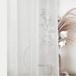 Nordic Embossed -Läpikuultava Verho Mittatilaustyönä, Valkoinen Tylli, Olohuone, Makuuhuone