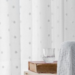 Nordic Embossed -Läpikuultava Verho Mittatilaustyönä, Valkoinen Tylli, Olohuone, Makuuhuone