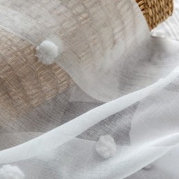 Nordic Embossed -Läpikuultava Verho Mittatilaustyönä, Valkoinen Tylli, Olohuone, Makuuhuone