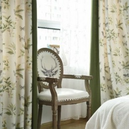 Puuvillaiset Pellavaiset Kukkakuvioiset Ompeluverhot Kasvikuviolla Olohuoneeseen