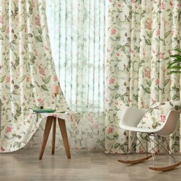 Puuvillainen Pellavaverho Mittatilaustyönä, Amerikkalaistyylinen Kasvikuvioitu Verho