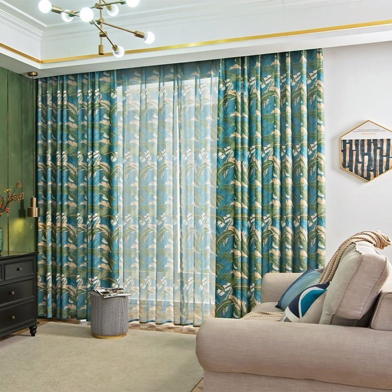 Puuvillaiset Pellavaverhot Amerikkalaistyylisillä Banaaninlehden Painetuilla Verhoilla