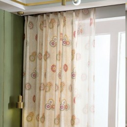 Puuvillainen Pellavaverho Mittatilaustyönä, Amerikkalaistyylinen Kukkakuvioinen, Puolipimentävä Verho