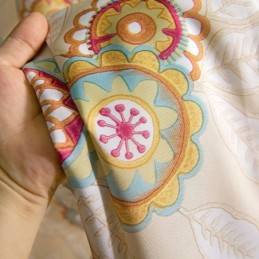 Puuvillainen Pellavaverho Mittatilaustyönä, Amerikkalaistyylinen Kukkakuvioinen, Puolipimentävä Verho