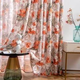 Puuvillainen Pellavaverho Mittatilaustyönä, Amerikkalaistyylinen Kukkakuvioitu Verho