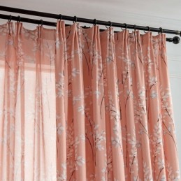 Mittatilaustyönä Tehty Verho Amerikkalaistyylinen Kasvikuvioinen Puolipimennysverho