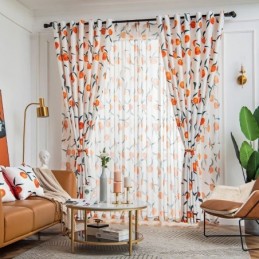 Mittatilaustyönä Tehty Verho Pohjoismaiseen Tyyliin Hedelmäkuvioitu Verho