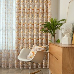 Puolipimennysverho Mittatilaustyönä Amerikkalaistyylinen Kasvikuvioitu Verho