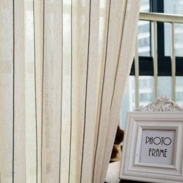 Pohjoismainen Yksinkertainen Läpikuultava Verho Mittatilaustyönä, Raidallinen Jacquard-Verho, Ympäristöä Suojaava Pellavasekoitteinen Kangas