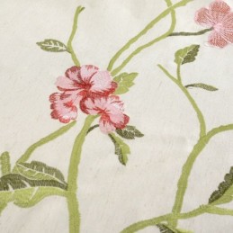 Moderni Pellavainen Pimennysverho Mittatilaustyönä Tehty Verho Minimalistinen Punainen Kukka Kirjailtu