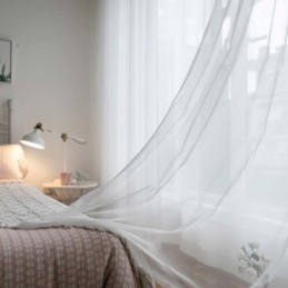 Valkoinen Hengittävä Läpikuultava Verho Mittatilaustyönä Moderni Yksinkertainen Olohuoneen Makuuhuoneen Työhuoneen Kangas